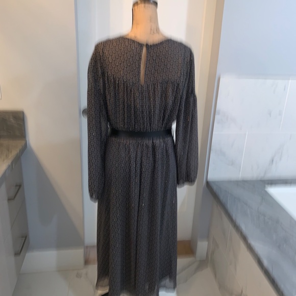 Calvin Klein Green Printed Metallic Midi Dress green Fall plus size 16 - Picture 5 of 14